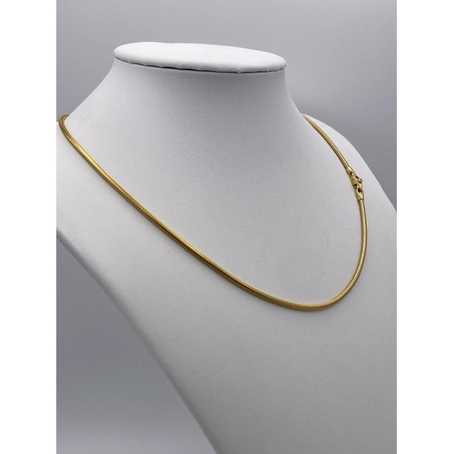 358 - An 18K Yellow Gold (tested) Snake Link Necklace. 41cm. 11.62g weight.