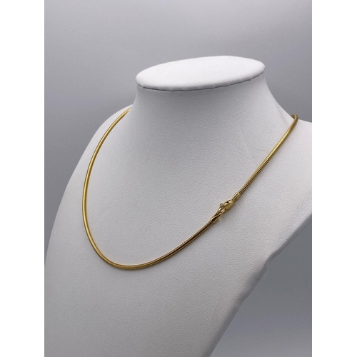 358 - An 18K Yellow Gold (tested) Snake Link Necklace. 41cm. 11.62g weight.