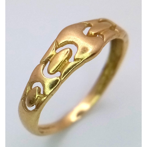 534 - An Antique 18K Yellow Gold (tested) Ring. Size J. 1.36g weight.