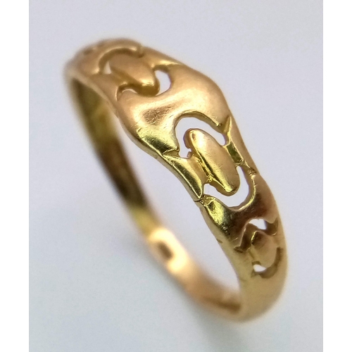 534 - An Antique 18K Yellow Gold (tested) Ring. Size J. 1.36g weight.