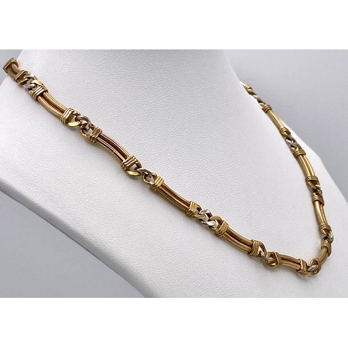 93 - A Vintage 9K Yellow Gold Double Bar Necklace with Curb Spacers. 40cm. 21.2g weight.