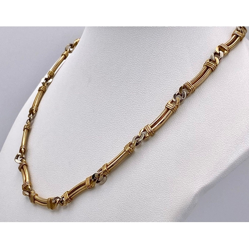 93 - A Vintage 9K Yellow Gold Double Bar Necklace with Curb Spacers. 40cm. 21.2g weight.