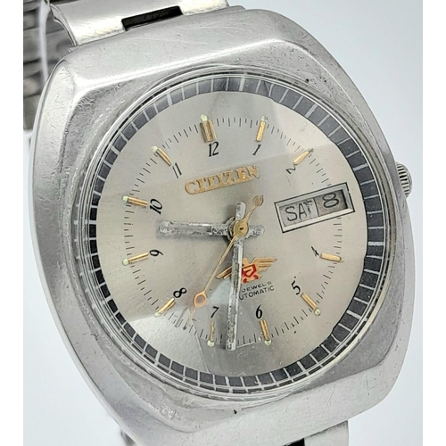 1017 - A Vintage Citizen 21 Jewels Automatic Gents Watch. Stainless steel bracelet and case - 36mm. Silver ... 