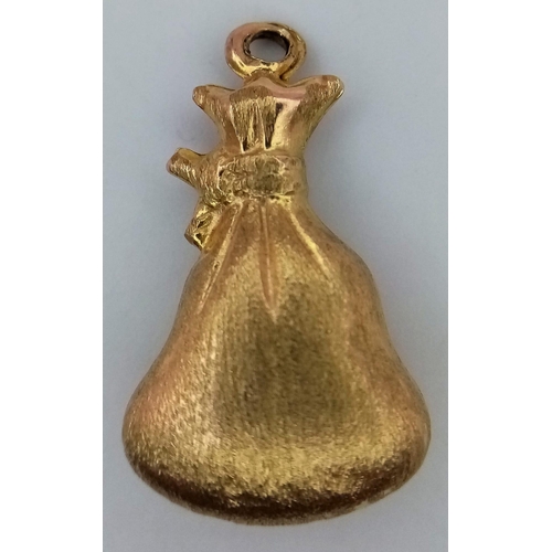 1142 - A 9K Yellow Gold - Sack of Gold Pendant/Charm. 2cm. 1.62g weight.