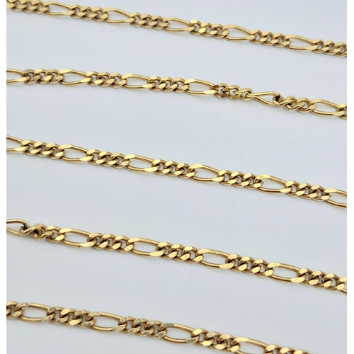 1297 - A 9K Yellow Gold Italian Figaro Link Necklace. 44cm length. 4.45g weight.