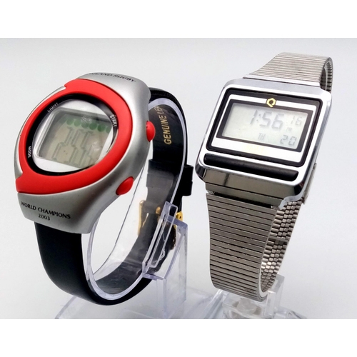 1376 - A Vintage Timex Quartz Digital Watch. Stainless steel bracelet and case - 30mm. Plus a digital Engla... 