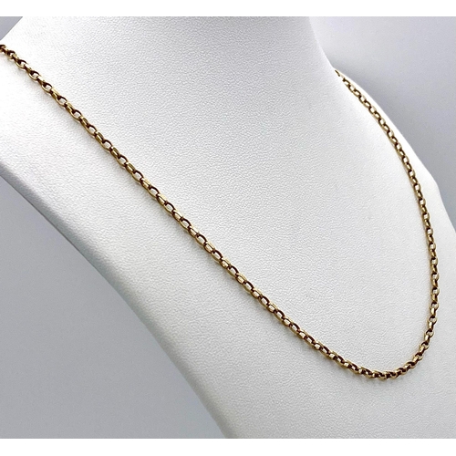 556 - A Vintage 9K Yellow Gold Belcher Link Necklace. 48cm length. 4.75g