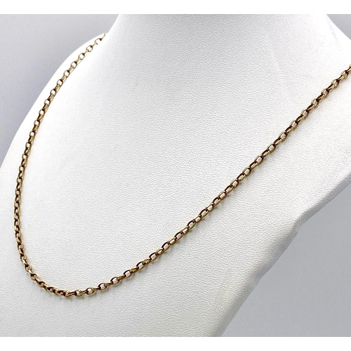 556 - A Vintage 9K Yellow Gold Belcher Link Necklace. 48cm length. 4.75g