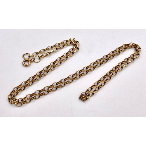 556 - A Vintage 9K Yellow Gold Belcher Link Necklace. 48cm length. 4.75g