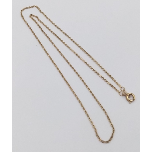 508 - A 9K Yellow Gold (tested) Disappearing Necklace. 47cm length. 1.73g weight.