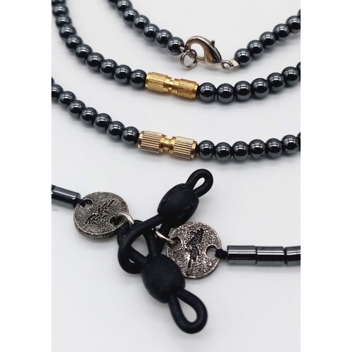 1433 - Four Different Style Hematite Necklaces. 3 x 42cm. 1 x 58cm.