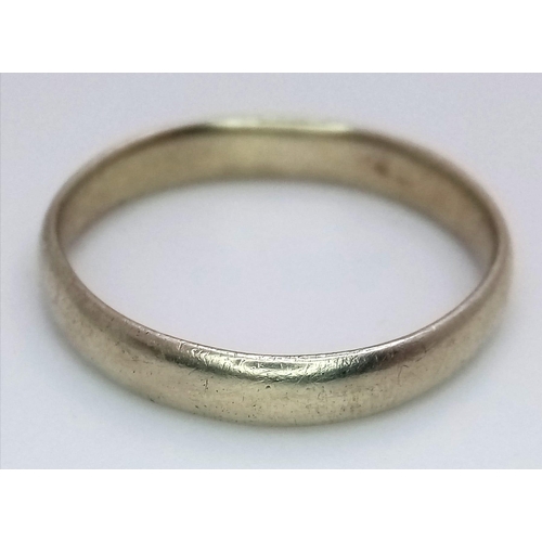 1306 - A Vintage 9K White Gold Band Ring. 4mm. Size X. 4.71g weight.