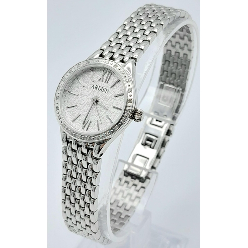 1505 - An Excellent Condition Ladies Clear Stone Set Bezel Watch by Ardier. 25mm Including Crown. Quality J... 