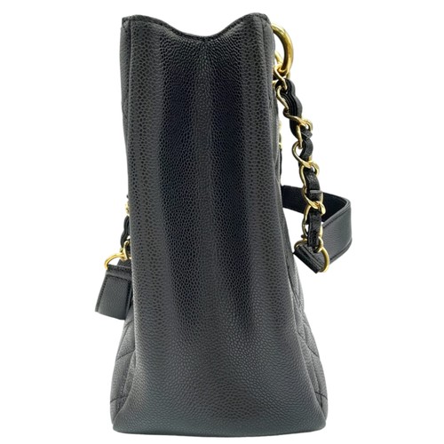 1054 - A Channel GST Black Caviar Grand Tote Bag. With Signature CC Stitching On Front, Gold Hardware with ... 