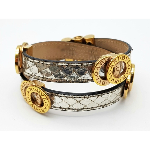 1506 - A Bulgari Leather with Gilded Decoration Choker Necklace/Dog Collar. 32cm length. Ref: 015966