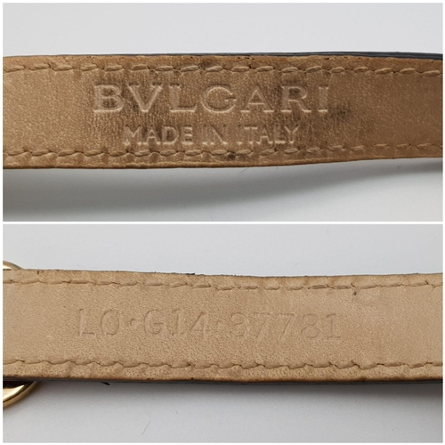 1506 - A Bulgari Leather with Gilded Decoration Choker Necklace/Dog Collar. 32cm length. Ref: 015966