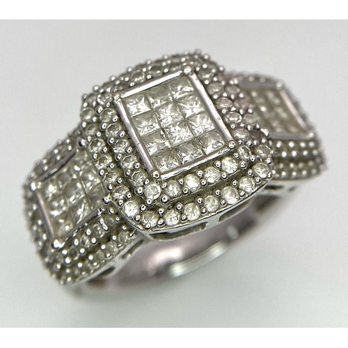 1151 - A Six Ring 18K White Gold Bonanza! To include: (1) Diamond half eternity with centre diamond - Size ... 