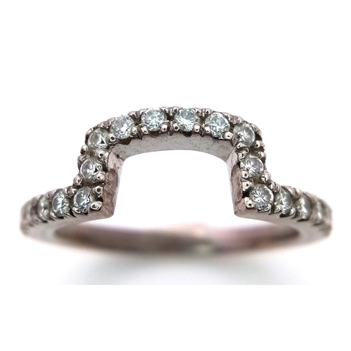 1345 - A 14K White Gold Diamond Half-Eternity Ring. Size M. 4g total weight. Ref: 015879.