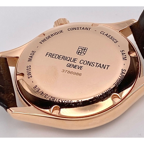 347 - A Stunning Men’s Frederique Constant Rose Gold Tone Automatic Date Watch (2022 Year- Model FC303X5TB... 