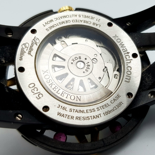 424 - A Very Rare Excellent Condition, Limited Edition (no.5 of 30) XO Skeleton Gem Set Automatic Watch. F... 