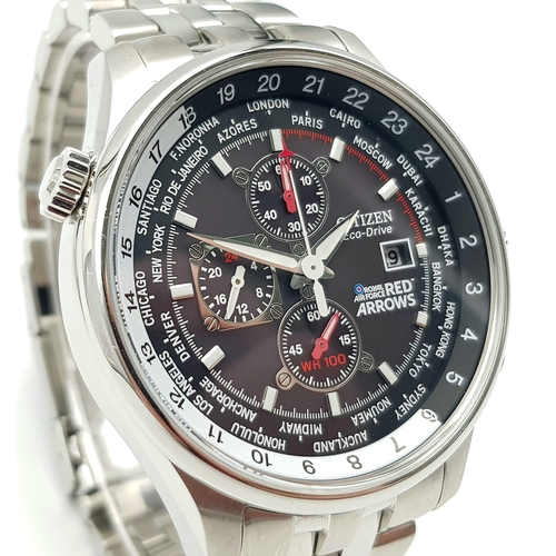 453 - An Excellent Condition Citizen ‘Royal Air Force Red Arrows’ Eco Drive Chronograph Date Watch. 42mm C... 