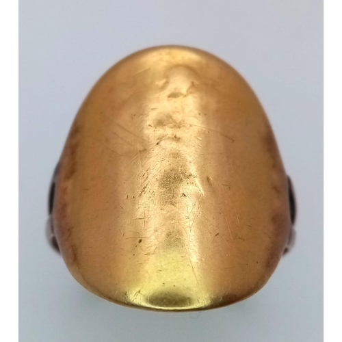 492 - What Appears to be a Flattened 22k Gold Half Sovereign on a 9k Ring Setting. Size R. 8.03g total wei... 