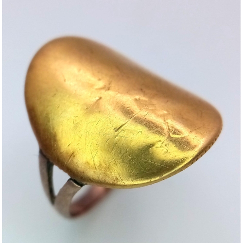 492 - What Appears to be a Flattened 22k Gold Half Sovereign on a 9k Ring Setting. Size R. 8.03g total wei... 