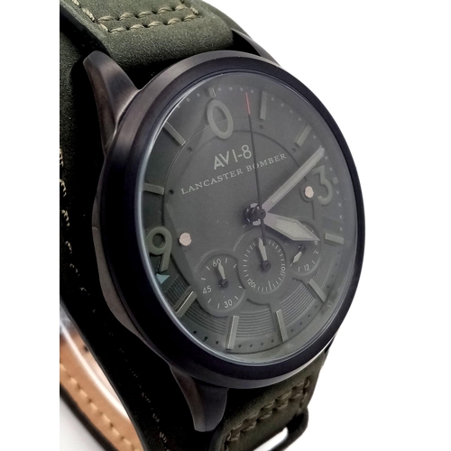 552 - An Unworn (the most sort after model) AVI8 Lancaster Bomber Quartz Chronograph Watch in Olive Khaki ... 