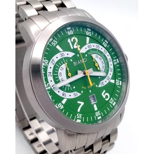 697 - An Unworn 2013 Roberto Bianci Men’s Swiss Pro-racing Chronograph. Model RB7096-SS-Green. 48mm Includ... 