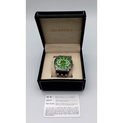 697 - An Unworn 2013 Roberto Bianci Men’s Swiss Pro-racing Chronograph. Model RB7096-SS-Green. 48mm Includ... 