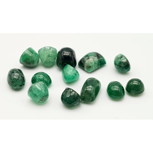 1182 - A Parcel of 13 Colombian Emerald Cabochons. 25.65 Carats Total.