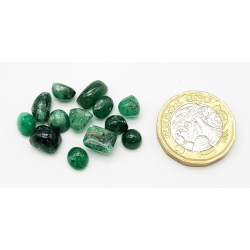 1182 - A Parcel of 13 Colombian Emerald Cabochons. 25.65 Carats Total.