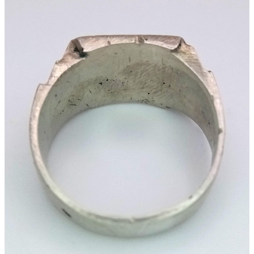 838 - A WW2 Era (Dated 1943) Silver Signet Ring Size P. The Ring is Engraved with the Date and the ‘Tunis’... 