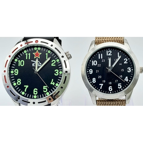 1132 - Two Unworn Military Homage Watches Comprising: a 1960’s RAF Design Watch 42mm Including Crown & a 19... 