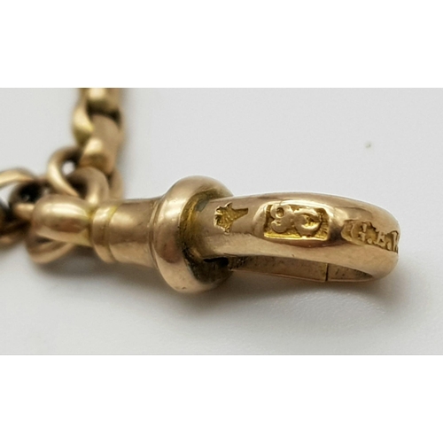 1201 - An Antique 9K Yellow Gold Long Albert Chain with a 9K Gold Cross Pendant. 156cm chain length. Cross ... 