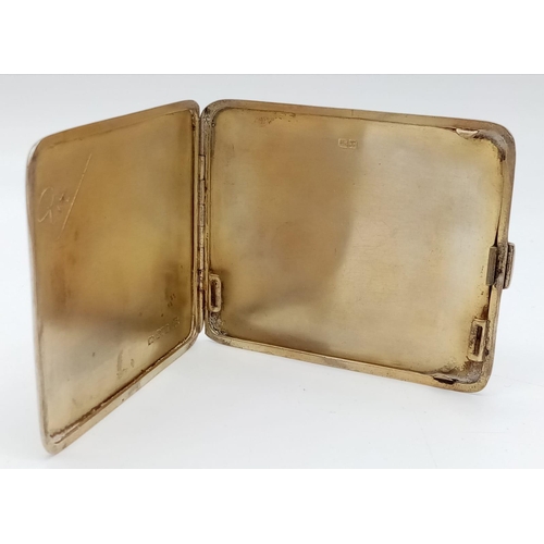 655 - A Vintage 1923 Hallmarked Silver Cigarette Case by the Renowned ‘Asprey of London’. 11x8cm. Weight 1... 