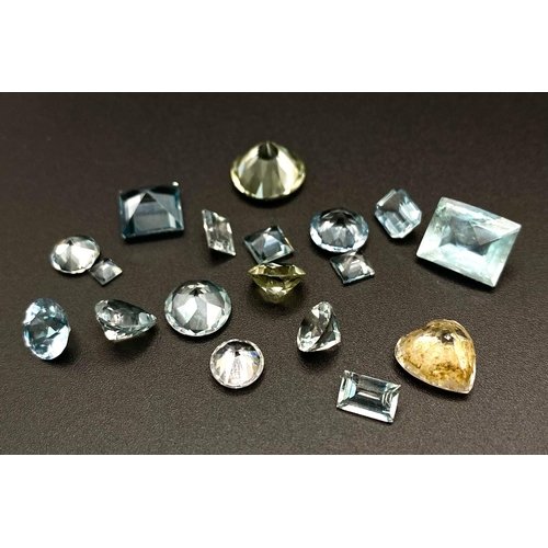 887 - A Parcel of 19 Aquamarines. Assorted Sizes and Cuts. 25.44 Carats Total.