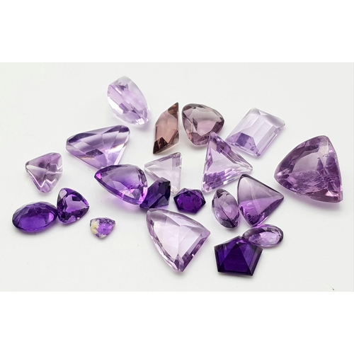 915 - A Parcel of 19 Amethysts. Assorted Sizes, Fancy Cuts. 58.46 Carats Total.