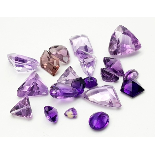 915 - A Parcel of 19 Amethysts. Assorted Sizes, Fancy Cuts. 58.46 Carats Total.