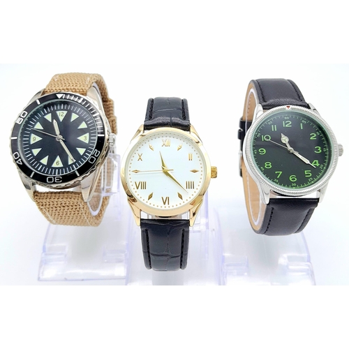 943 - A Parcel of Three Unworn Military Homage Watches Comprising: 1) 1960’s Israel Naval Commander (45mm)... 