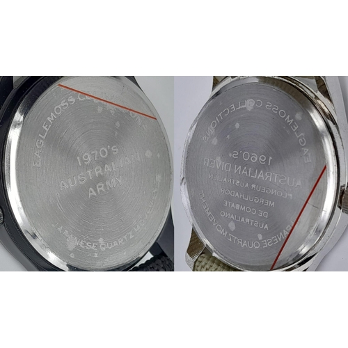 1076 - Two Unworn Australian Military Homage Watches Comprising a 1960’s Australian Divers Watch 45mm Inclu... 