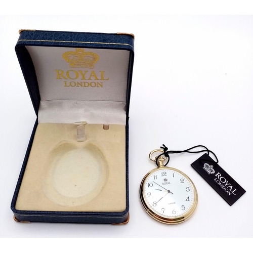 1146 - An Unworn Gold Tone Pocket Watch by Royal London. Comes in Box with Tags. 48mm Diameter. Full Workin... 