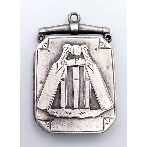 1174 - An Antique, Rare and Unique, Hallmarked 1894/5 Silver Locket Pendant Showing Relief Detailed Cricket... 