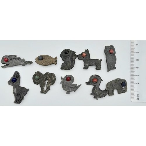 1099 - 10 x 3rd Reich Winterhilfswerk WHW donation Animal badges. The Winterhilfswerk (WHW) was an annual d... 