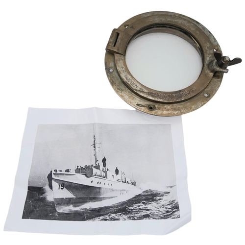 307 - A WW2 German Kriegsmarine “Schnell Boot” Fast Boat Porthole. Commonly known as “E-Boats” by the Alli... 