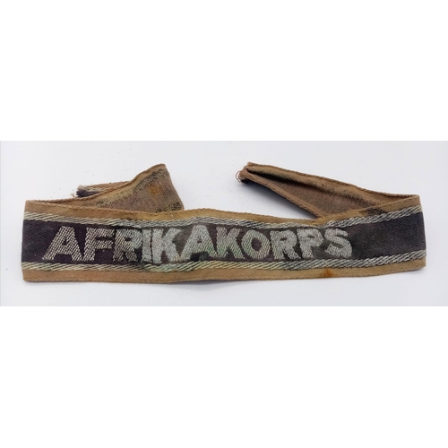 350 - WW2 Africa Corps Cuff Title. Reputed to of been a veteran bring back.