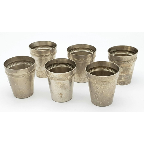 420 - 6 x Silver Plated German Gebirgsjäger Division (Mountain Troops) Schnapps Cups.