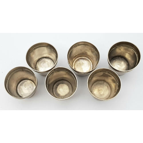 420 - 6 x Silver Plated German Gebirgsjäger Division (Mountain Troops) Schnapps Cups.