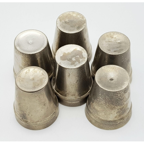 420 - 6 x Silver Plated German Gebirgsjäger Division (Mountain Troops) Schnapps Cups.