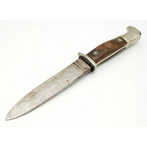 462 - A WW2 Hitler Youth Knife, Maker Herberte Solingen, with hand made wooden handle and NSKK (transport ... 